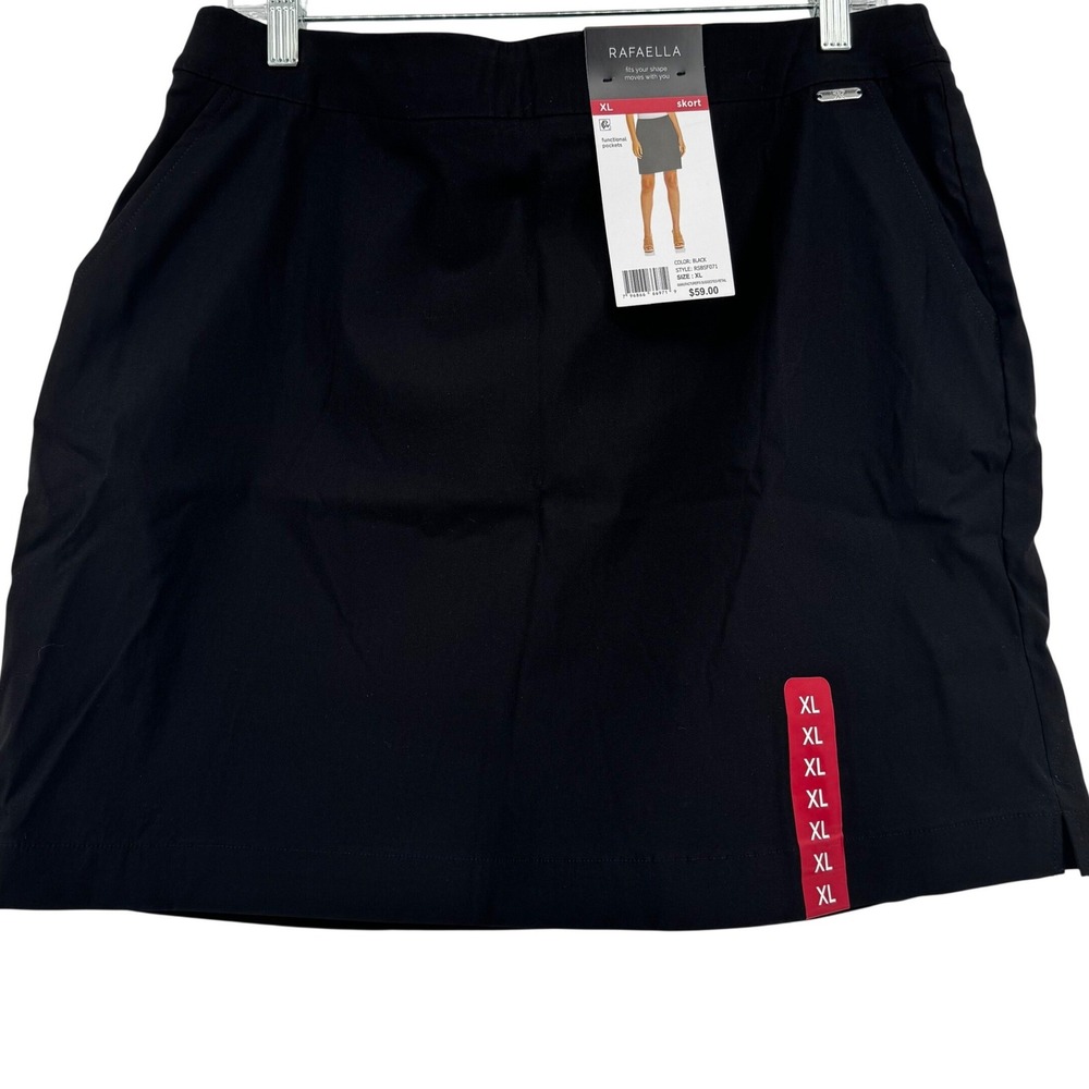 NWT Rafaella Womens Black Active Skort Functional Pockets XL Golf Tennis Comfort